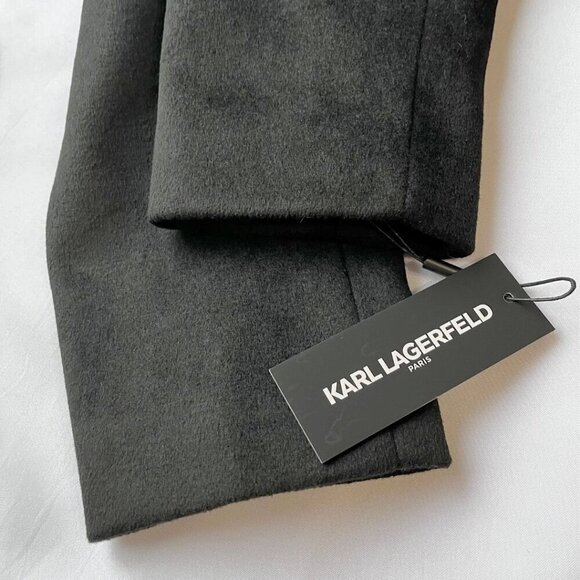 NWT KARL LAGERFELD WOMEN'S BLACK WOOL BLEND GOLDEN CHAIN TRENCH COAT- XL - Picture 11 of 16